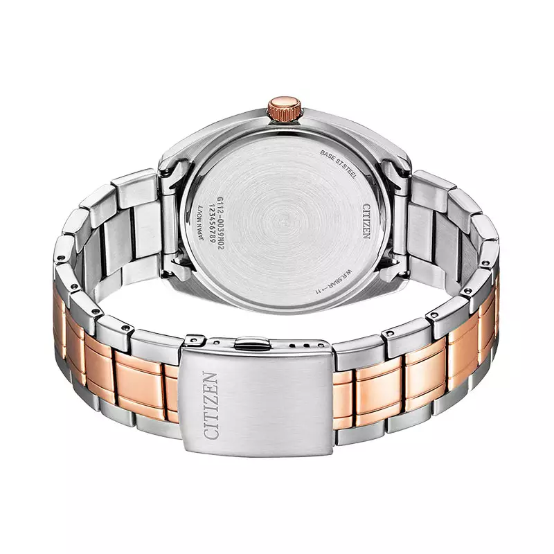 Jam Tangan Pria Citizen BI5104-57E Men Black Dial Dual Tone Stainless Steel Strap