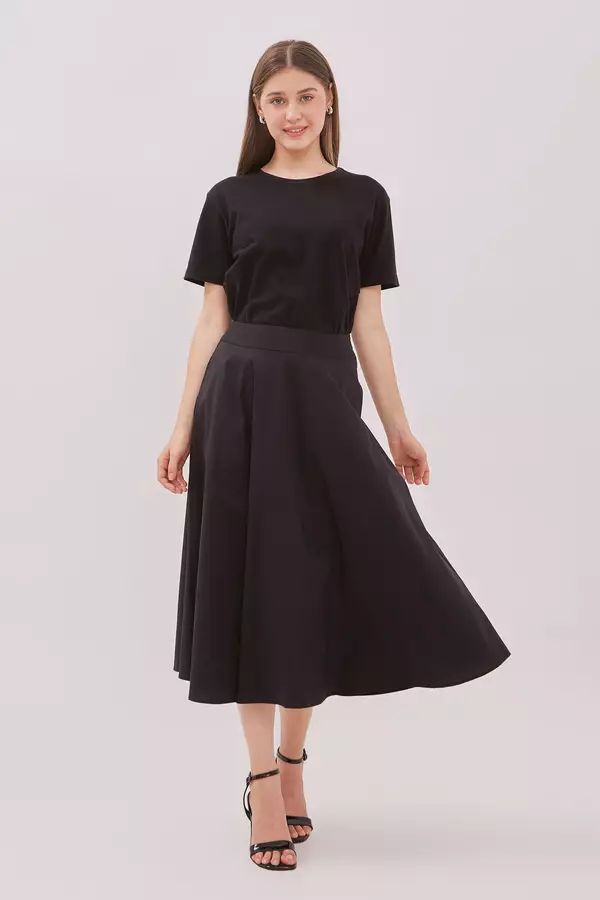 MINIMAL - Kamelie - Rok Midi A line - Black Colour Black