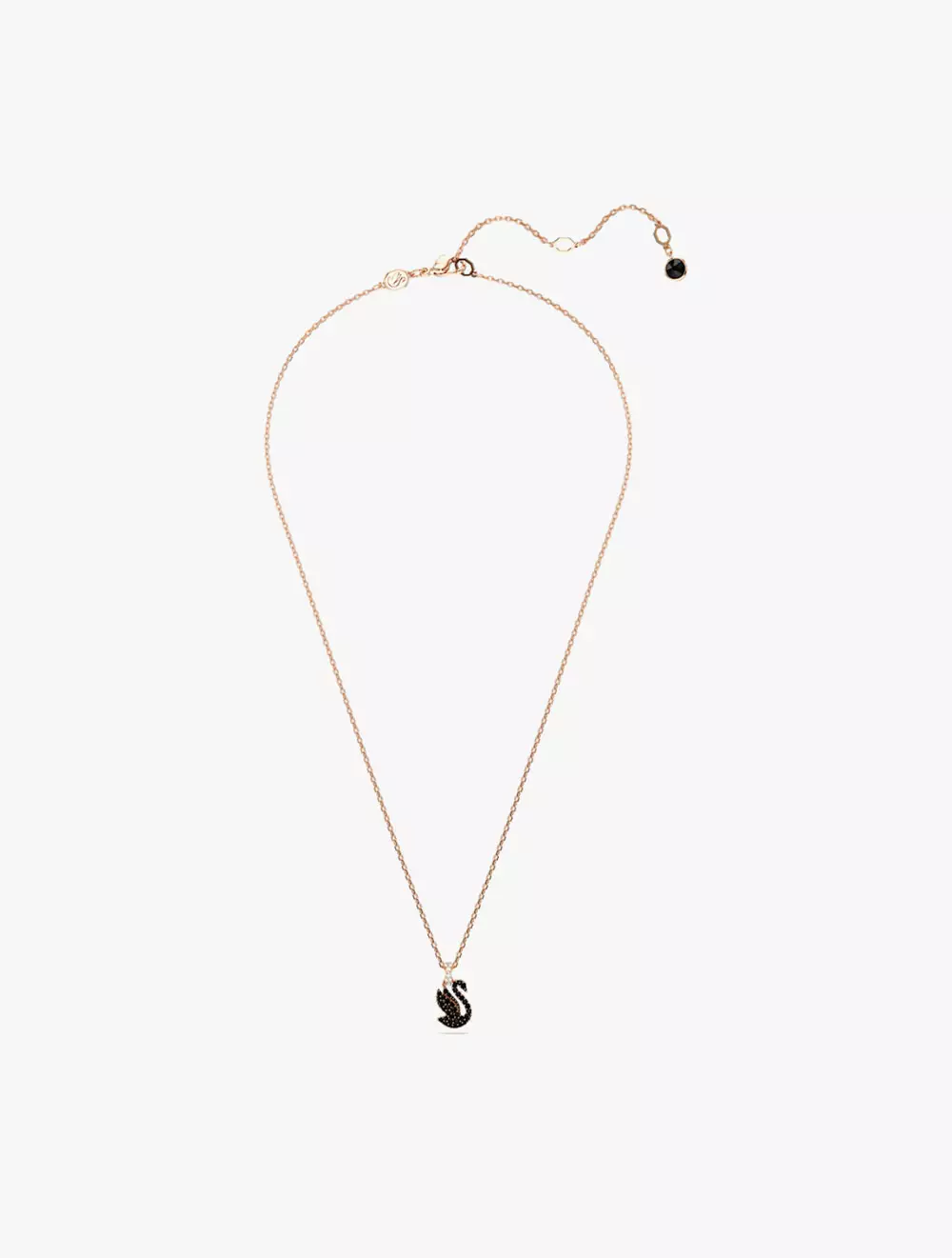Swarovski Swan Pendant, Swan, Small, Black, Rose Gold-Tone Plated - Black