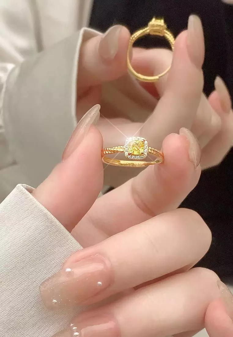 Cincin Wanita Titanium Original R004 Perhiasan Korea Fashion Free Size Rings Cewek Anti Luntur
