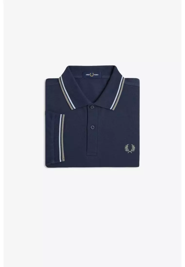 Fred Perry M3600 Twin Tipped Fred Perry Shirt (Dark Airforce / Light Ice / Bay Leaf)
