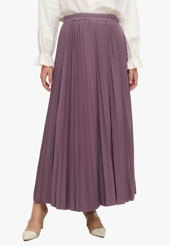 Benangsari purple Pleat Maxi Skirt Violet 4F4FFAA5FB5493GS_1