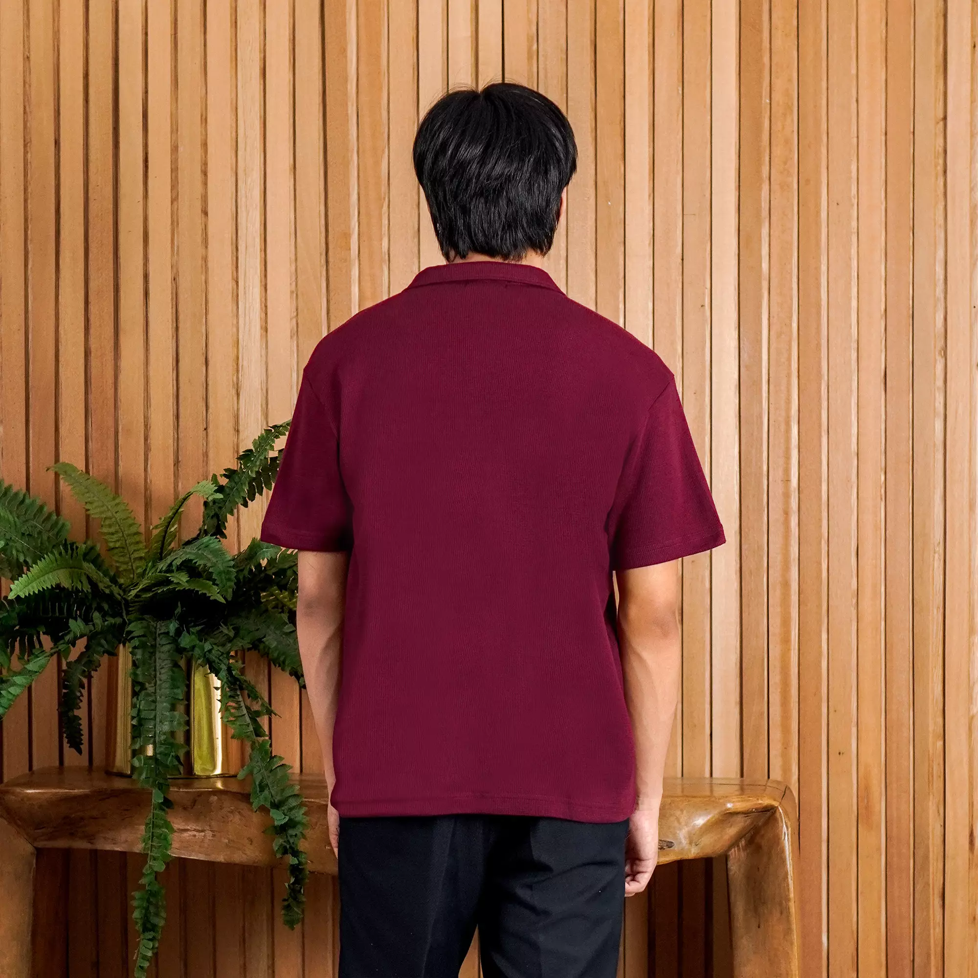 Matsuda Kemeja Pria Lengan pendek Waffle Kasual Sagae