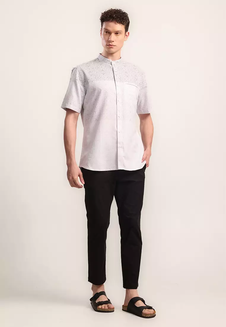 MOC Kemeja Koko Lengan Pendek Pria Ikram - Grey