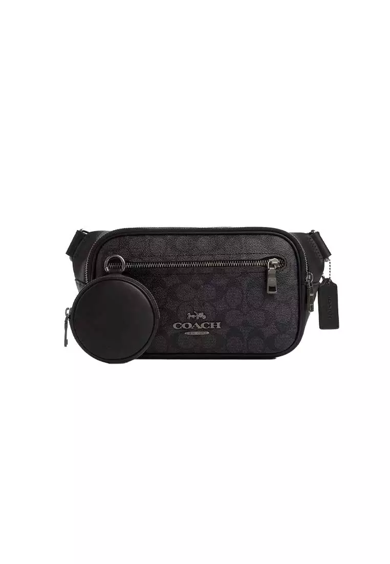 COACH コーチ ELIAS BELT BAG ボディバッグ ウエストポーチ Buy Coach Elias Belt Bag In Signature Canvas Charcoal/Black CZ400
