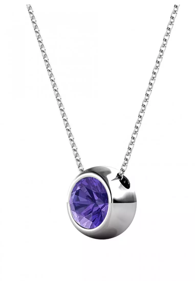 Birth Stone Moon Pendant February - Kalung Crystal Swarovski by Her Jewellery
