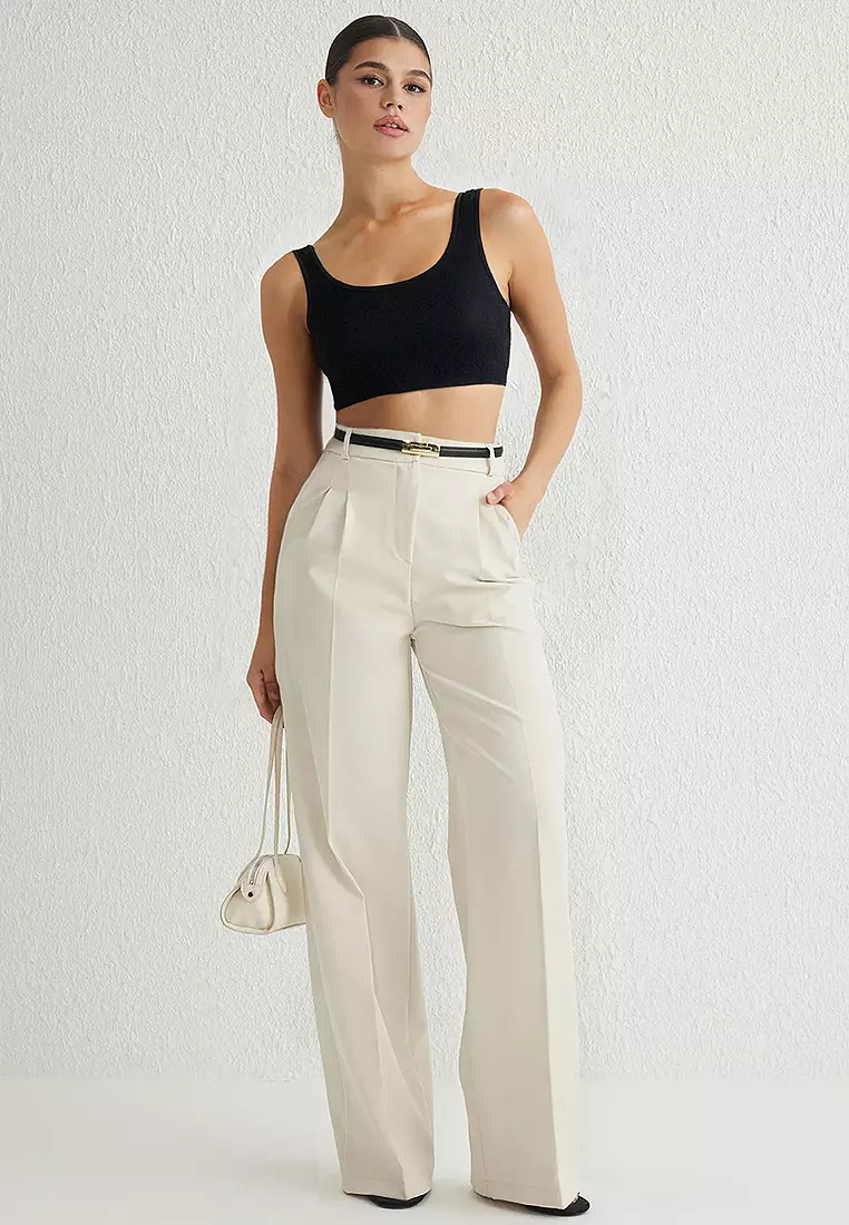 Pleated Wide Leg Trousers
