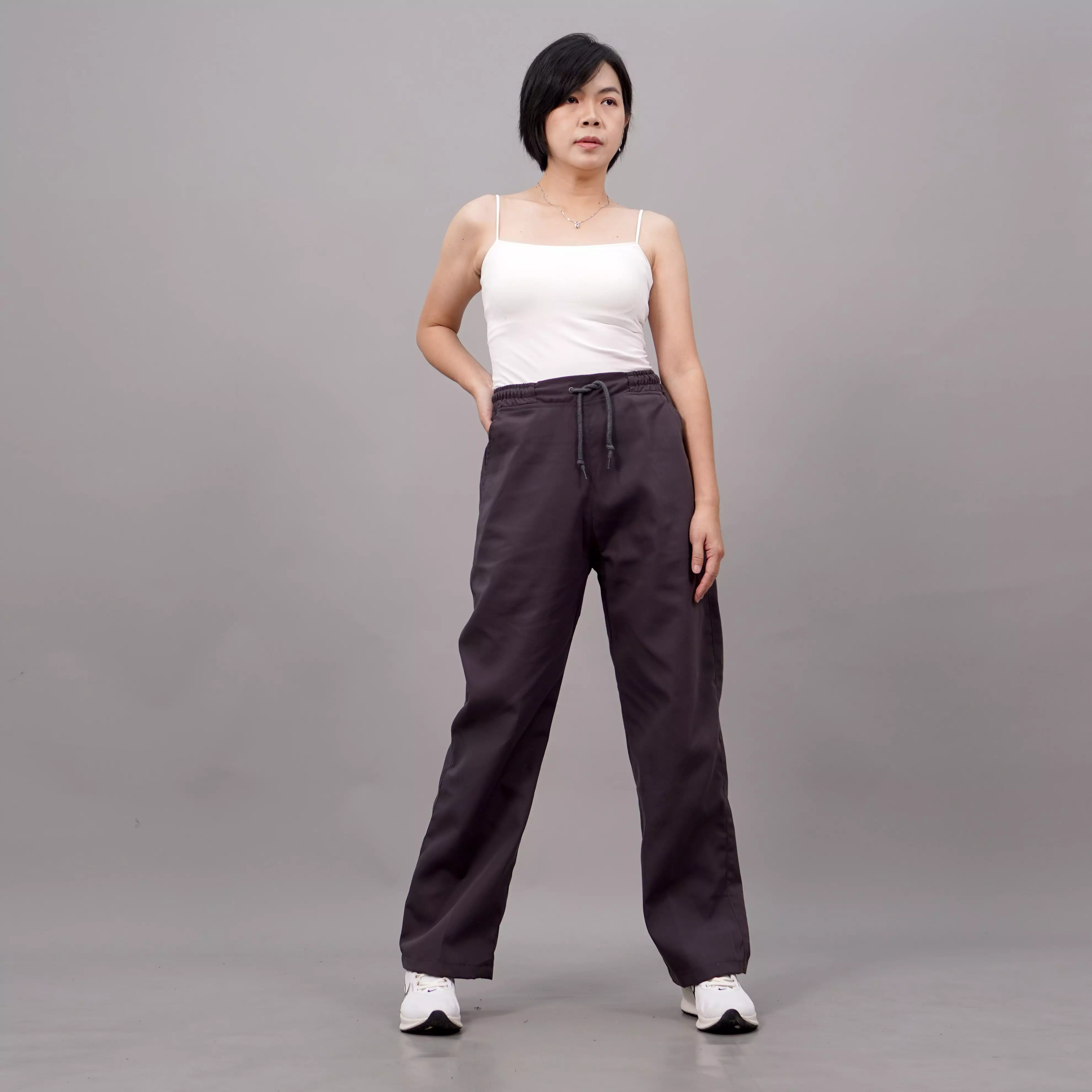  SAMY Baggy Pants Celana Loose Pants Celana Loose Fit Wanita - ABU TUA