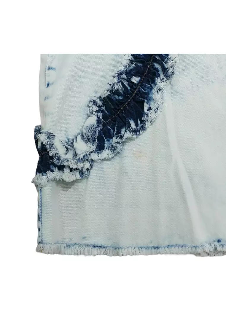 二手 MSGM 剪裁縫製女式 T 卹，白色/藍色 - O2-MDM130L-174285-89-42