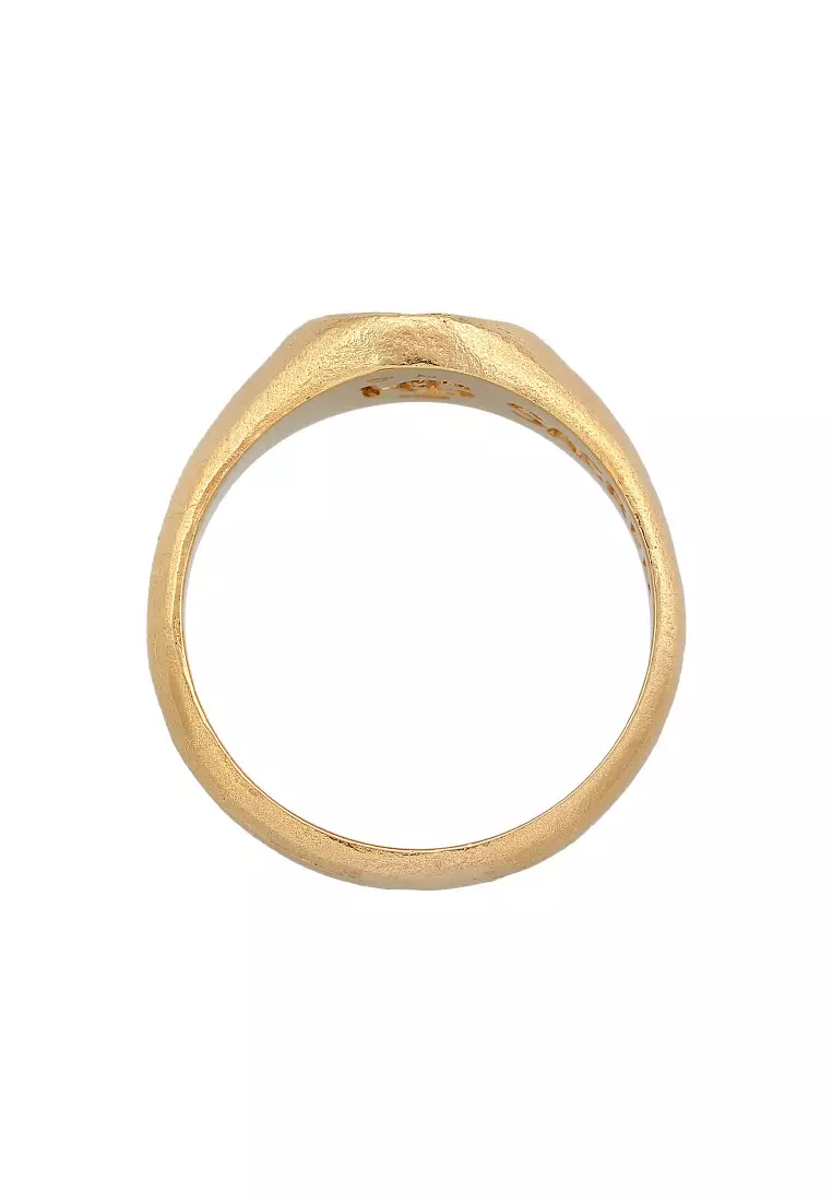 EXCLUSIVE Cincin Perhiasan Perak 925 Unisex Signet Sacred Sun Gold Plated