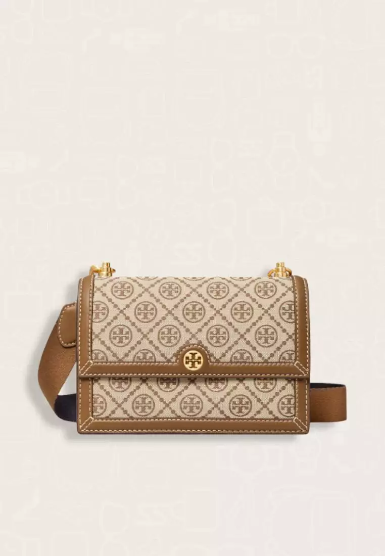 Tory Burch T Monogram Jacquard Small Shoulder Bag Hazelnut