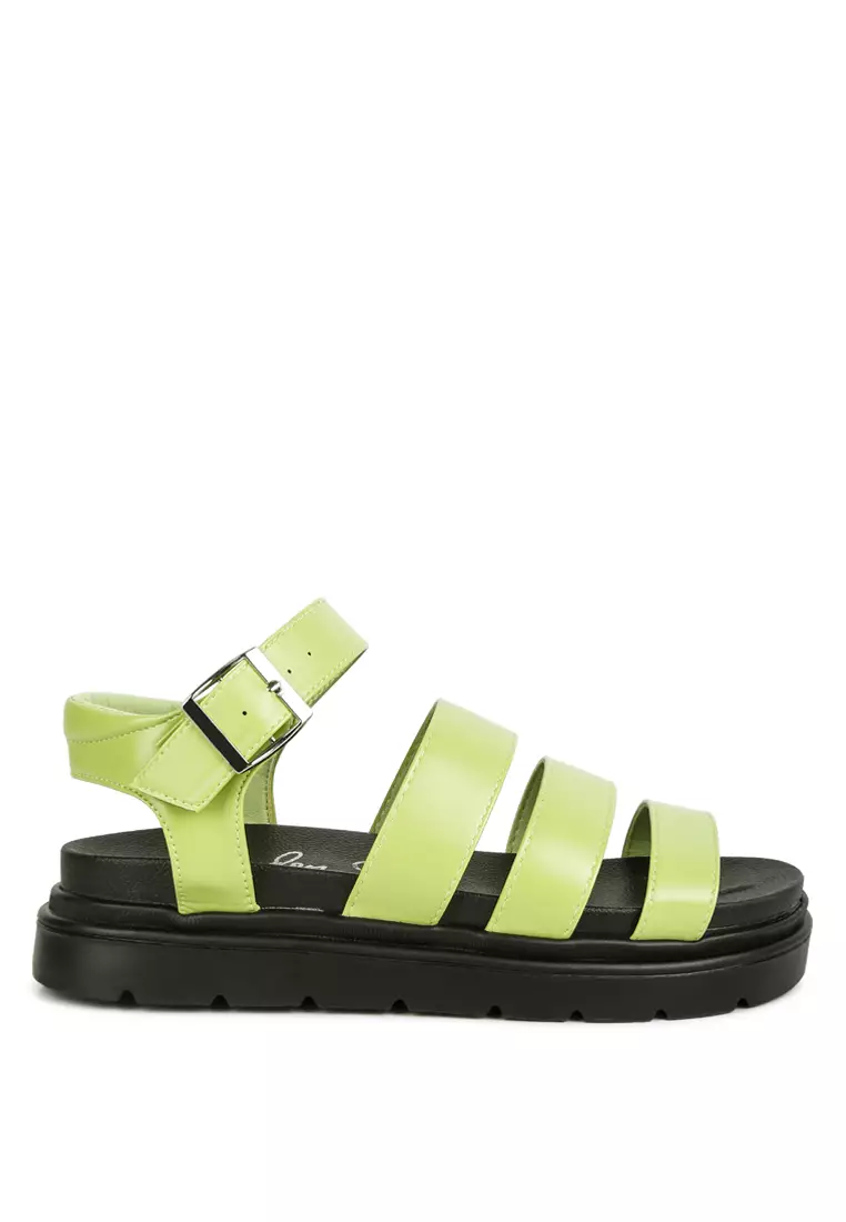 London Rag Green Faux Leather Buckle Detail Sandals 2024 Buy