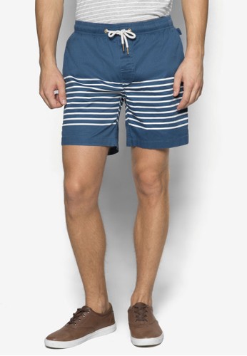 Rivieraesprit outlet 台中 條紋拼接休閒短褲, 服飾, 運動 