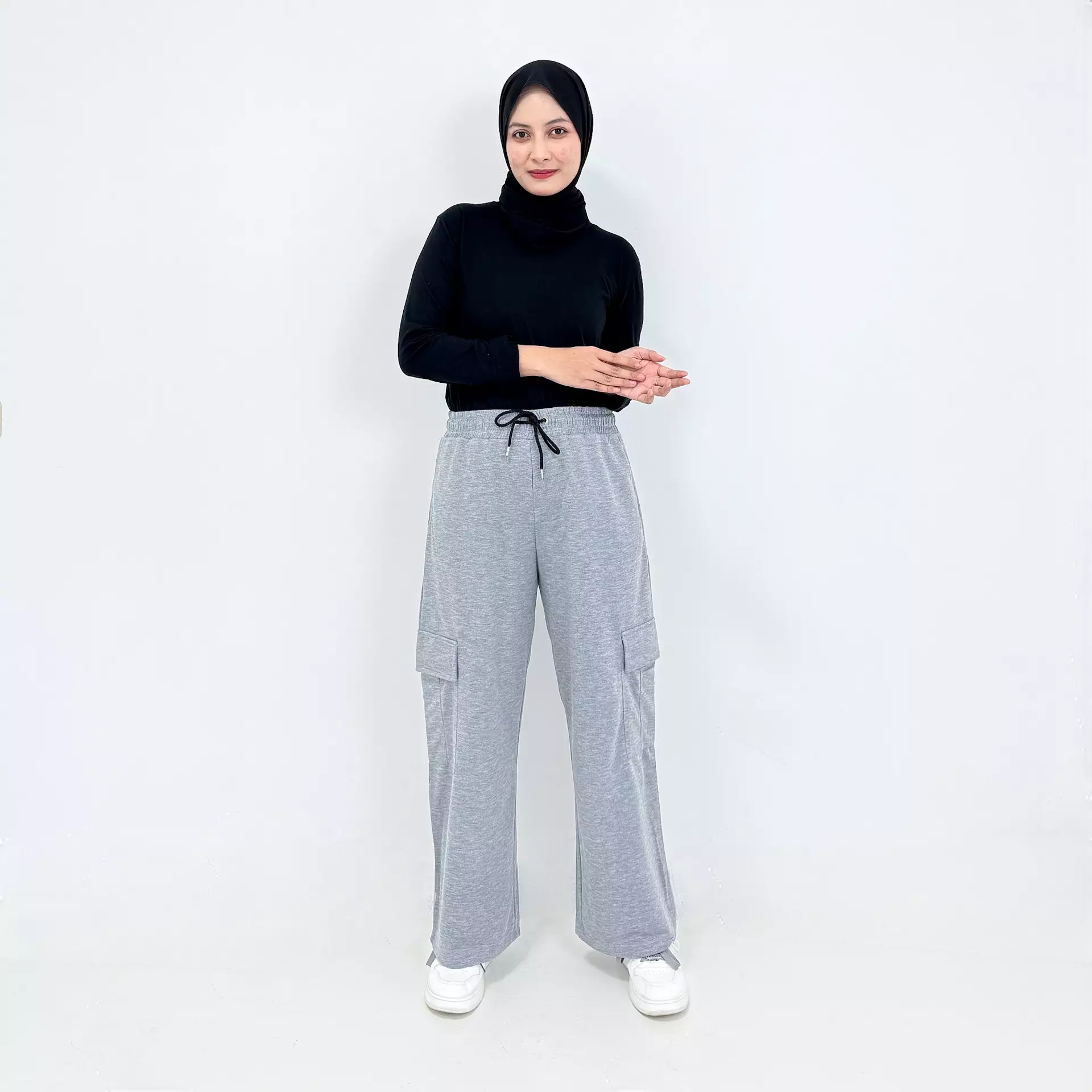 Cargo Talis Pants [ABU MUDA] Celana Panjang Babyterry Saku Kargo Wanita