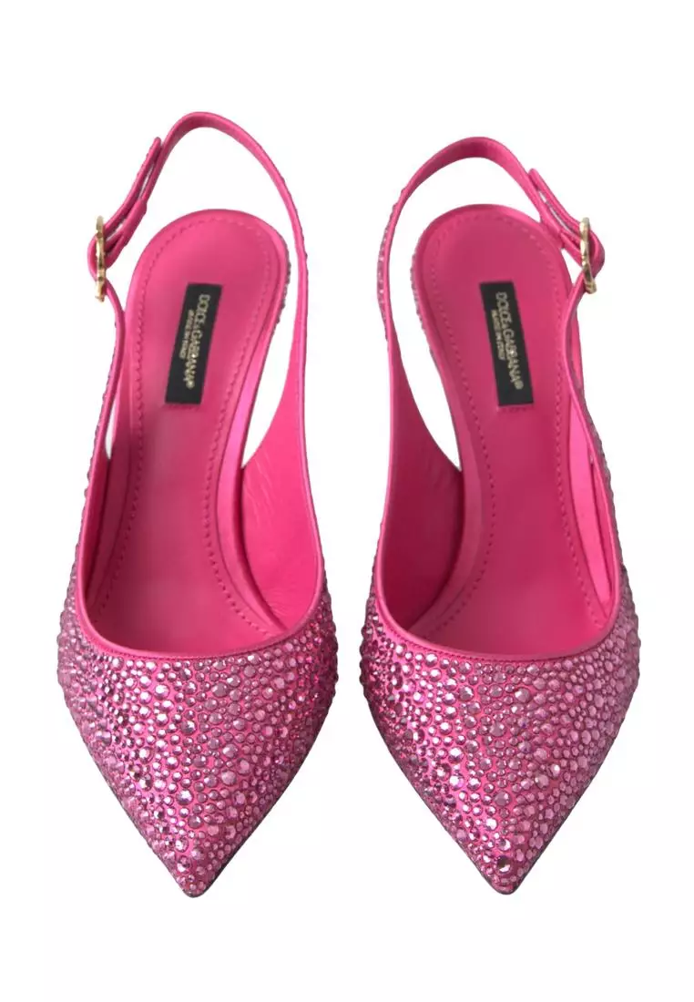 Dolce & Gabbana Dolce & Gabbana Pink Slingbacks Crystal Pumps Shoes ...