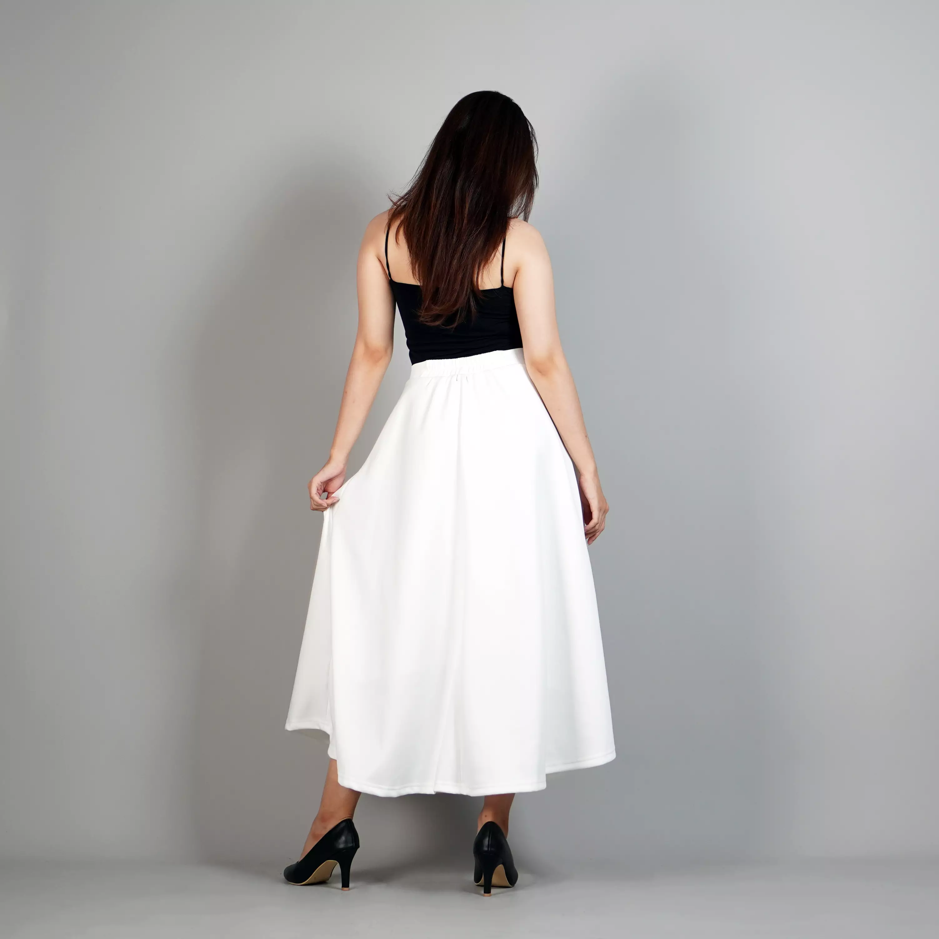 RACHEL Rok Panjang Wanita Rok Putih Polos Rok Maxi Skirt Korean Style - PUTIH