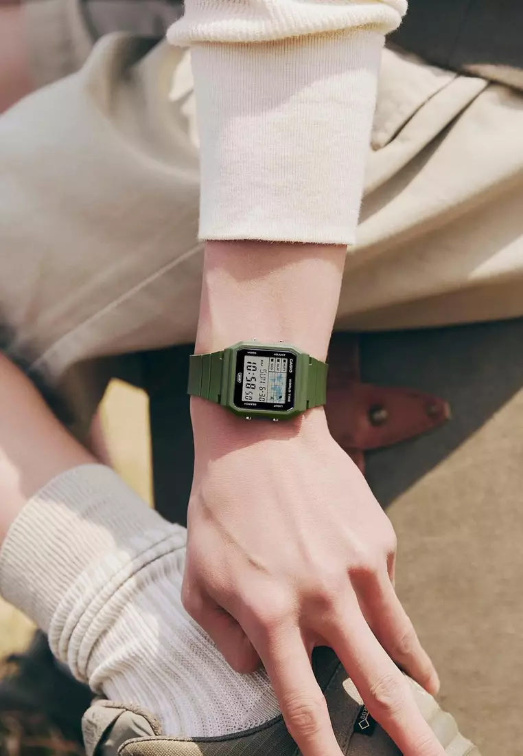 LF-30W-3A Unisex Digital Watch with Green Resin Band