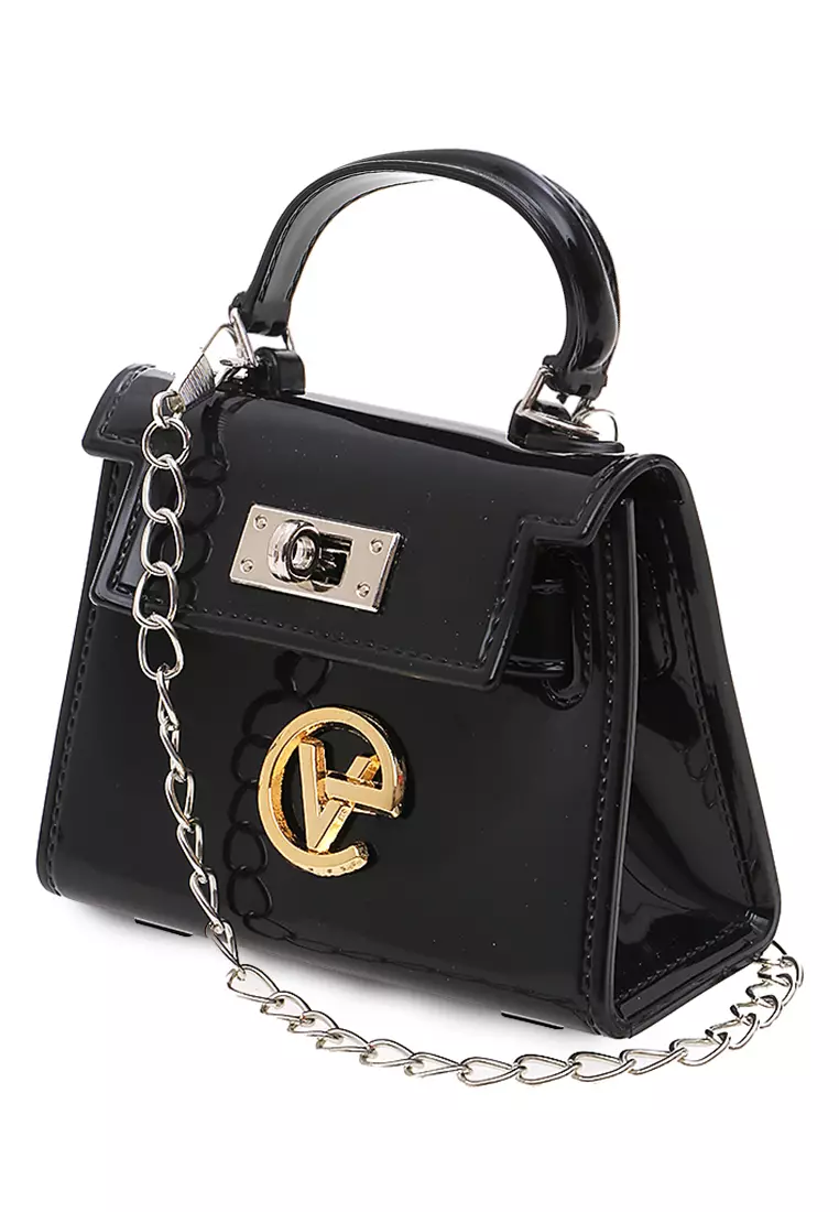 Tas Mini Tali Rantai Slingbags Jelly Design Elegant Wanita - Hitam