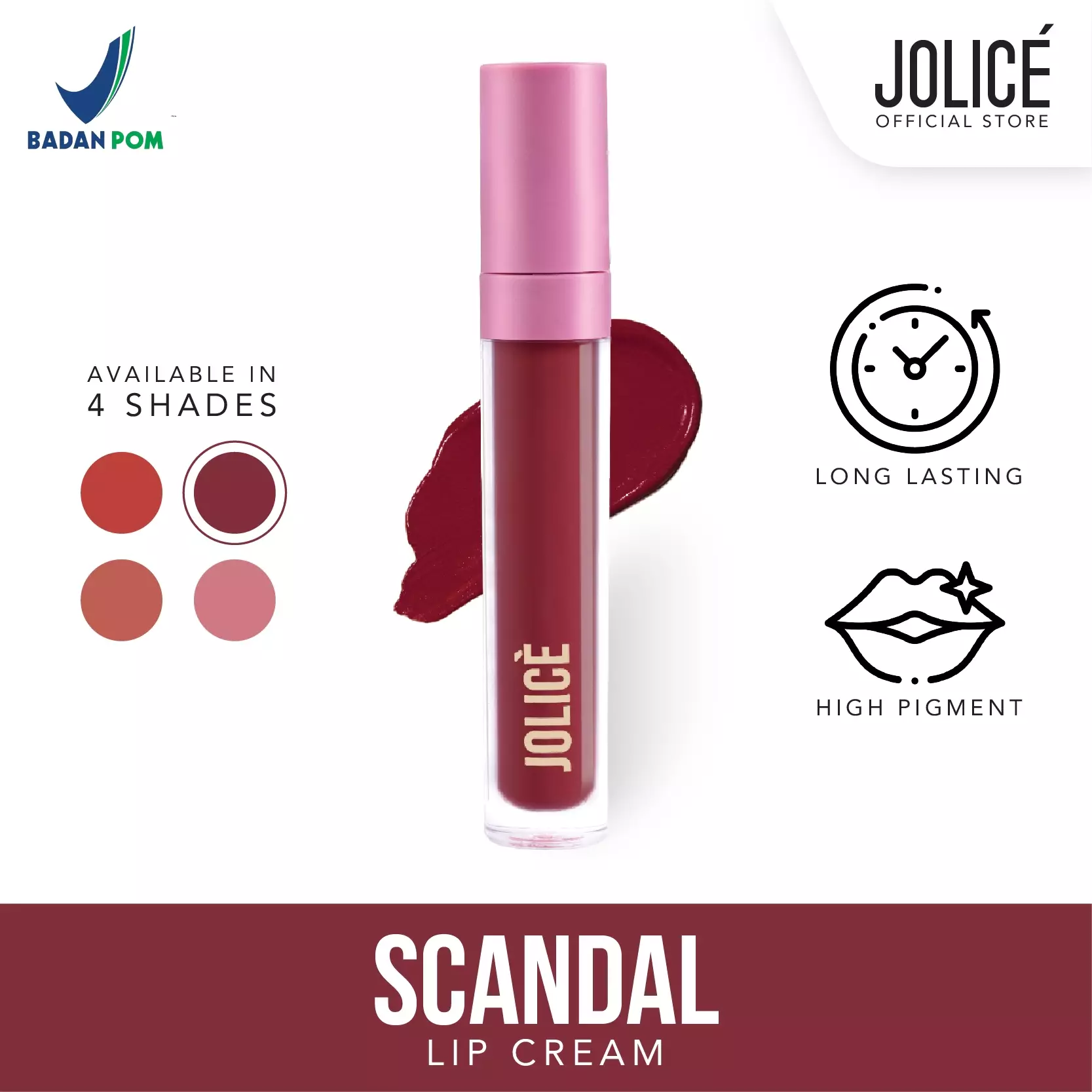 Jolice High Quality Lip Cream/Lip Matte/Lipstik Transferproof Anticrack