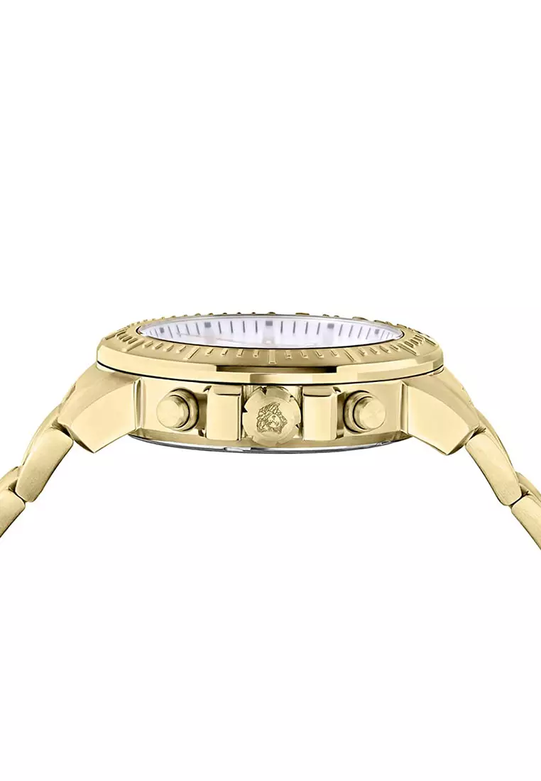 Versace New Chrono Gold Stainless Steel Analog Quartz Watch For Men VE2E00521