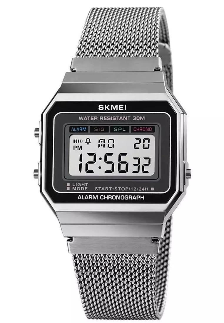 Jam Tangan Casual Digital Pria Water Resistant 30m Strap Tali Material Stainless Steel NB25 ORIGINAL