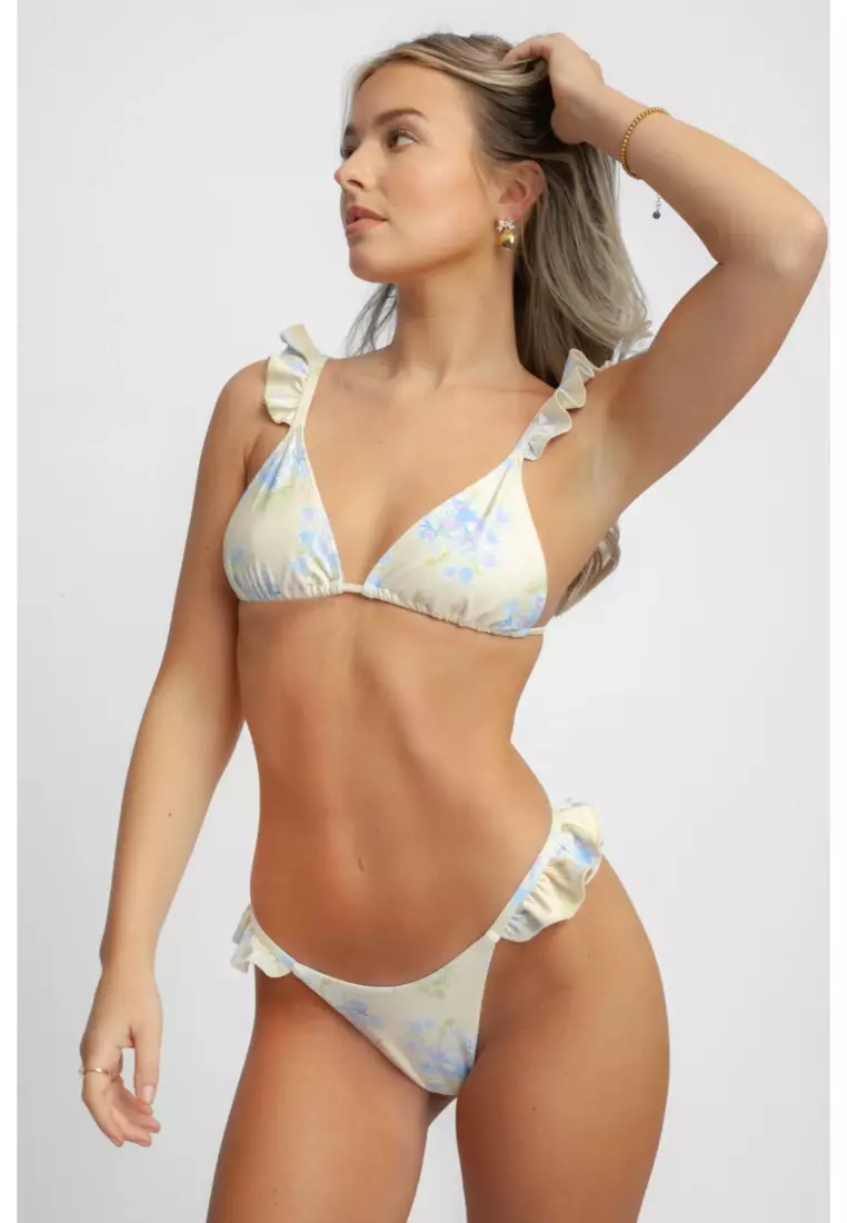 Tessa Ruffled Triangle Bikini Top / Angel Cake