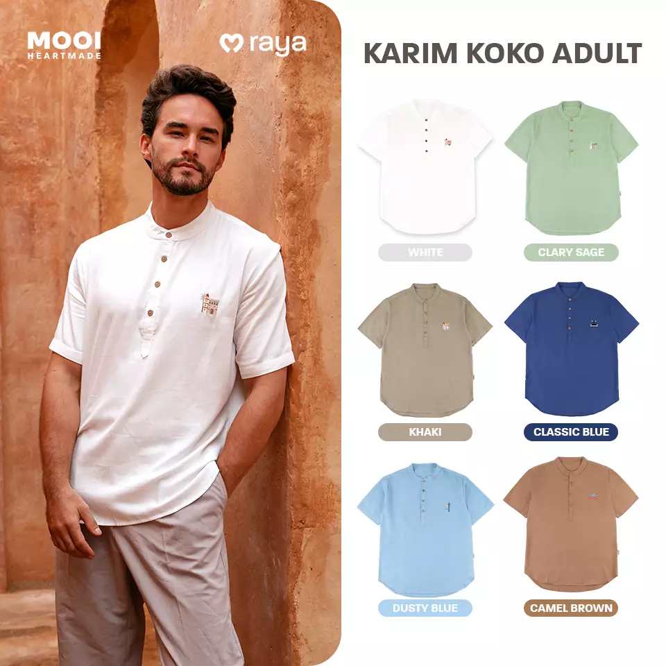 Mooi Atasan Pria Kemeja Pria Raya Collection Karim Koko - Dusty Blue