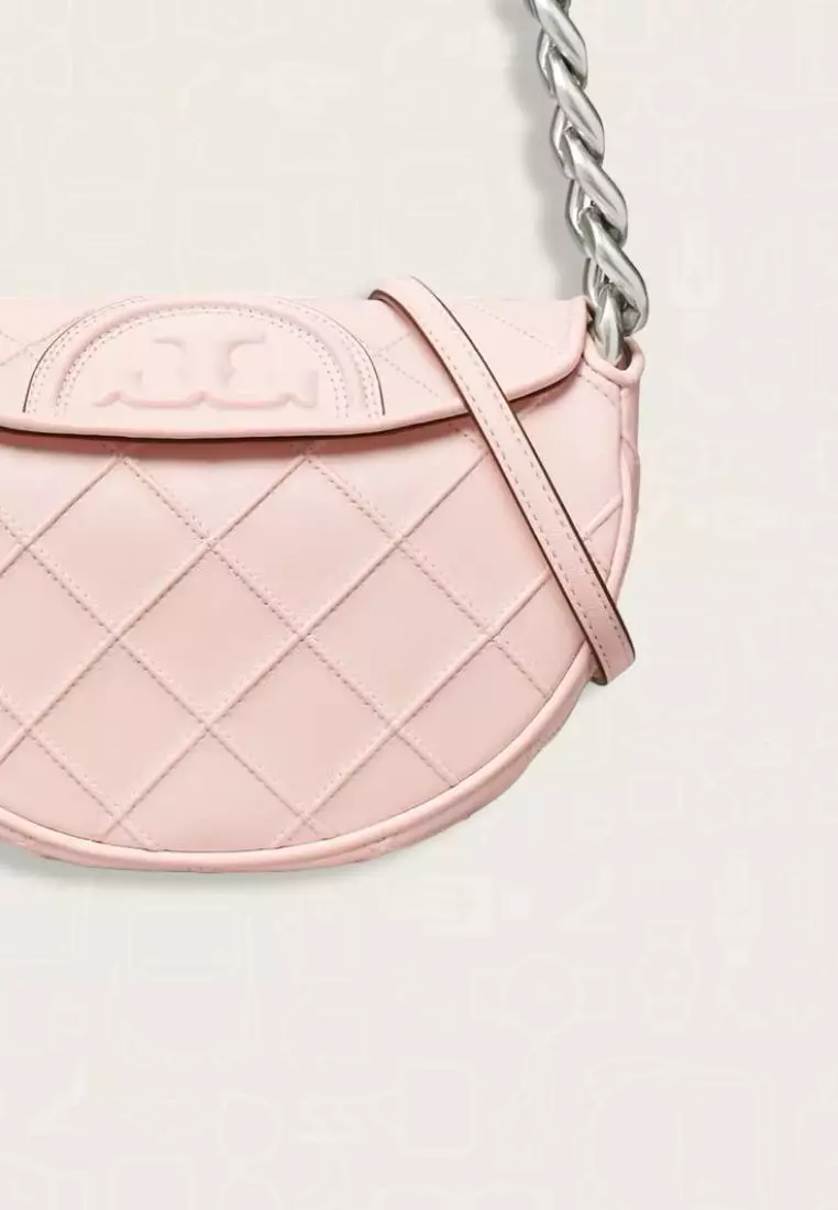 Tory Burch Mini Fleming Soft Crescent Bag Cotton Candy