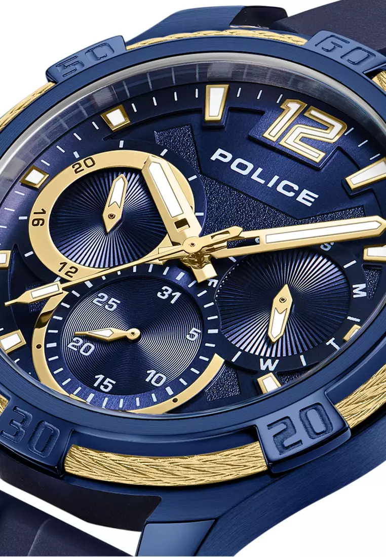 Police Chokery Blue Rubber Analog Quartz Watch For Men PPEWJQ0005303