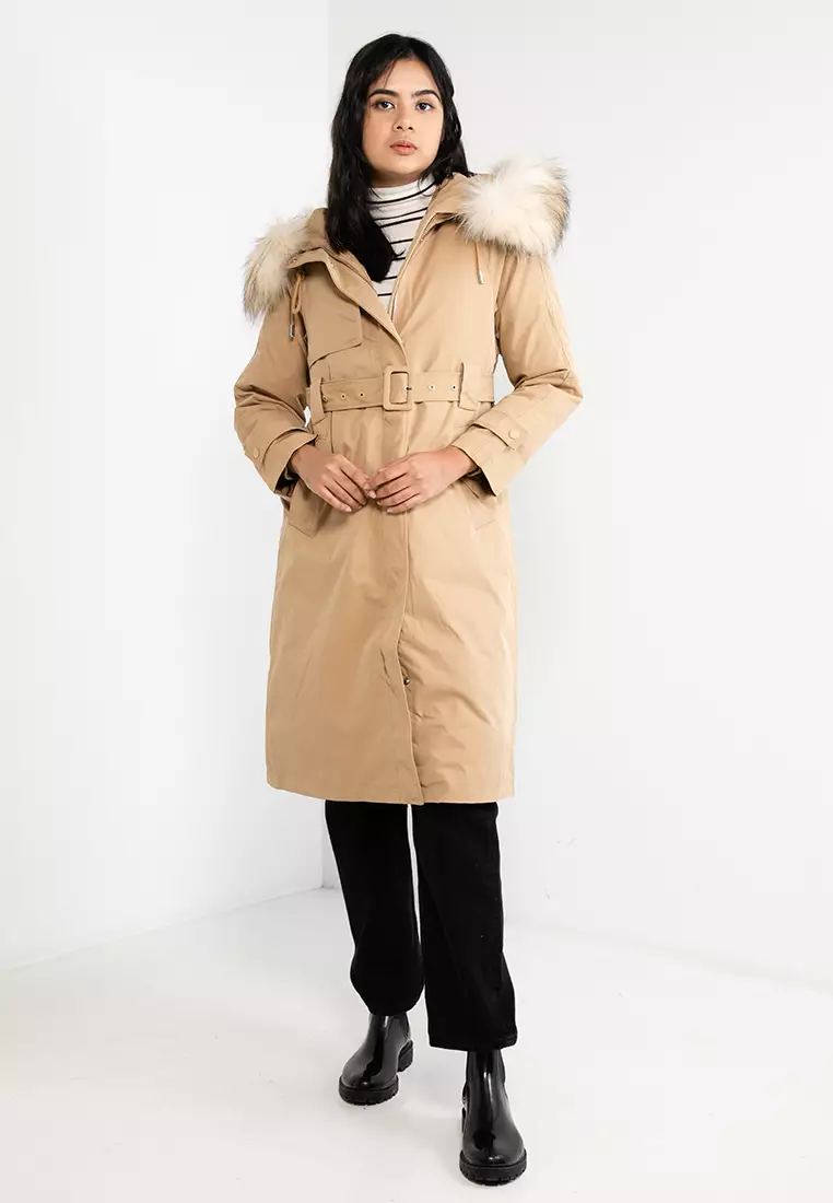 Buy Hopeshow Fur Collar Long Parka Jacket 2025 Online | ZALORA