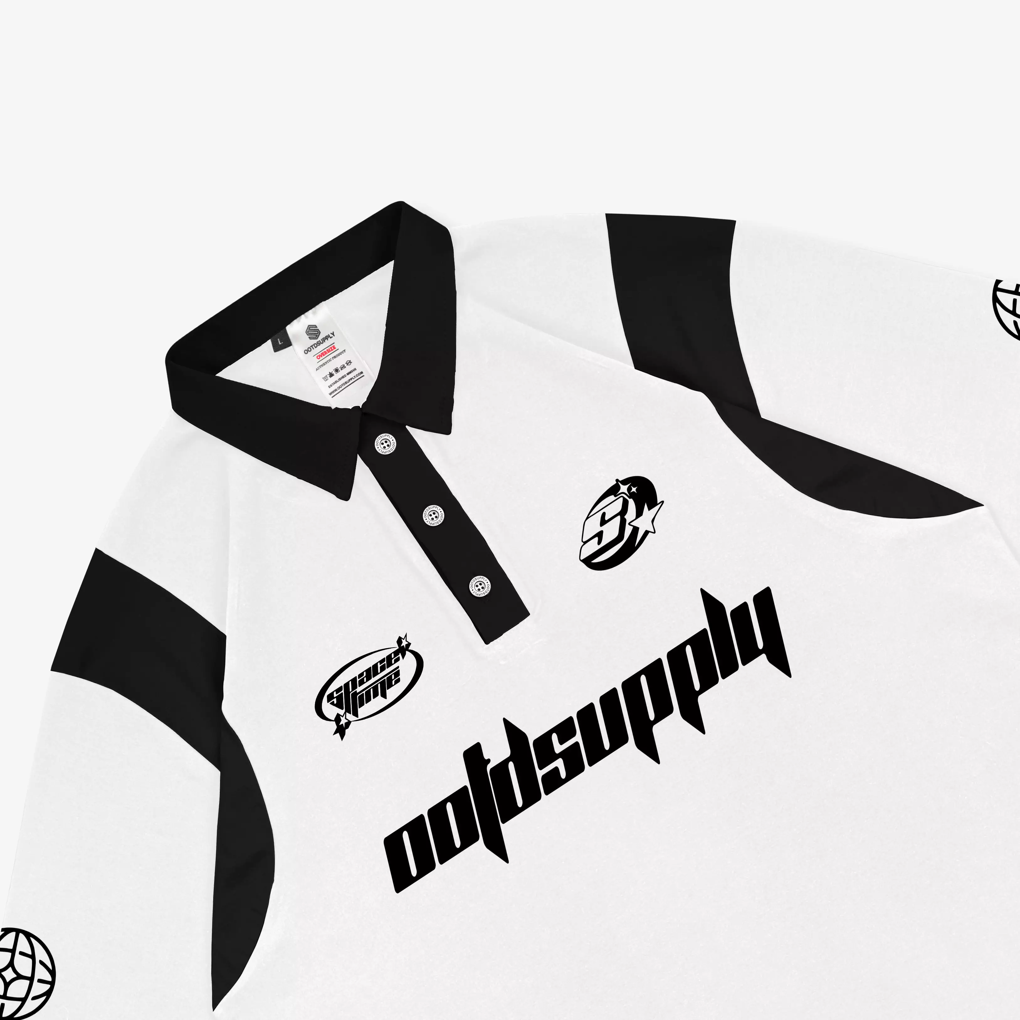 OOTDSUPPLY Oversize Rugby Polo Shirt OOTD Space Time Combination | Kaos Polo Pria dan Wanita OVZ-PSR028