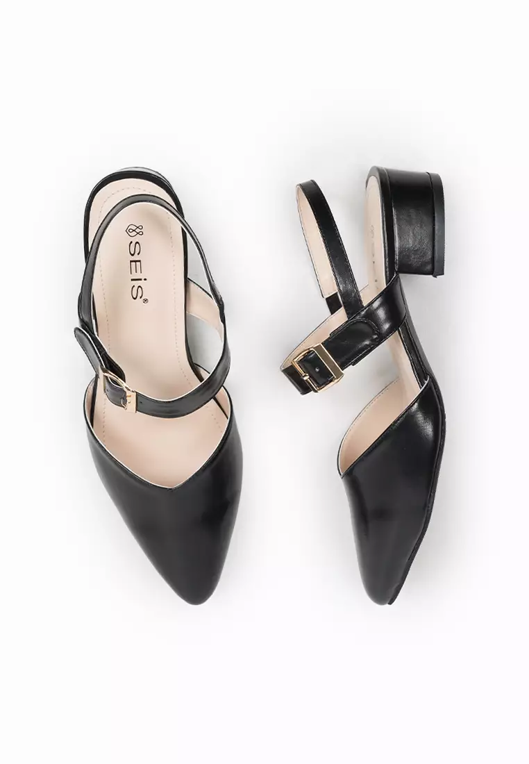 SEIS shoes Zoya Mules Wanita Heels 3 cm BLACK