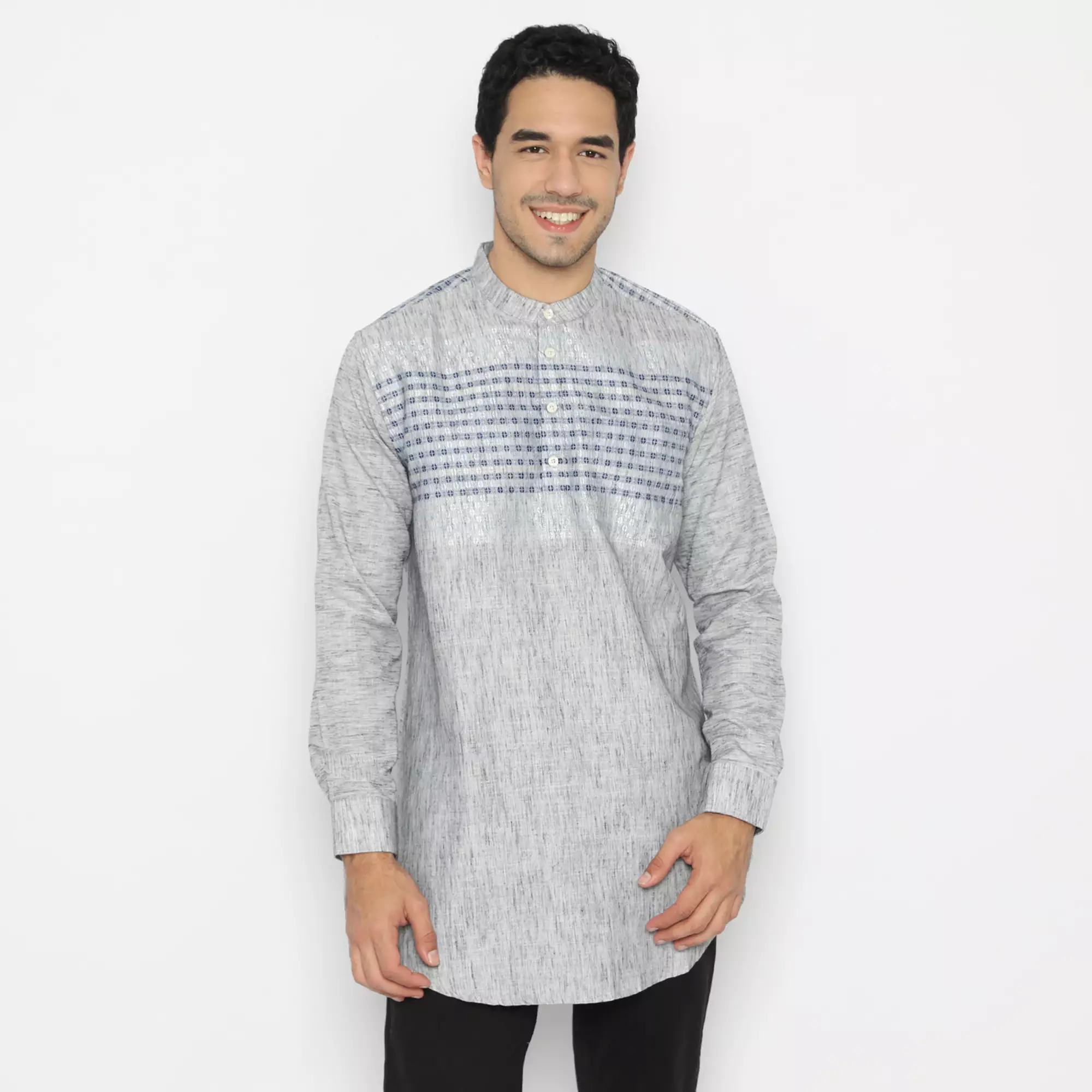 Platini Kemeja Koko Kurta Pria Lengan Panjang Katun Abu 86020