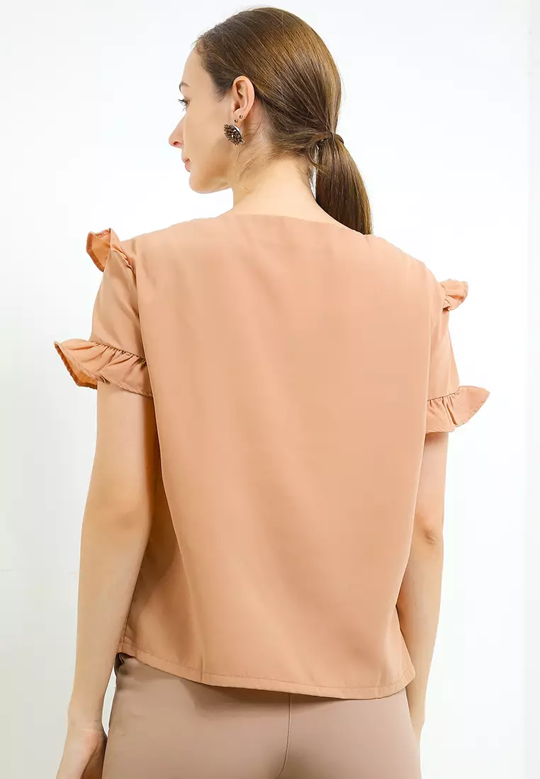 V-Neck Ruffle Blouse