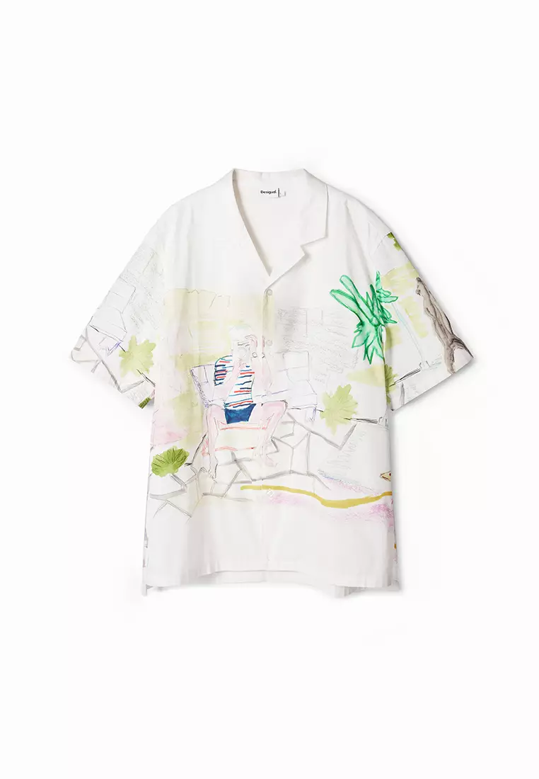 Desigual Man Watercolor print shirt.