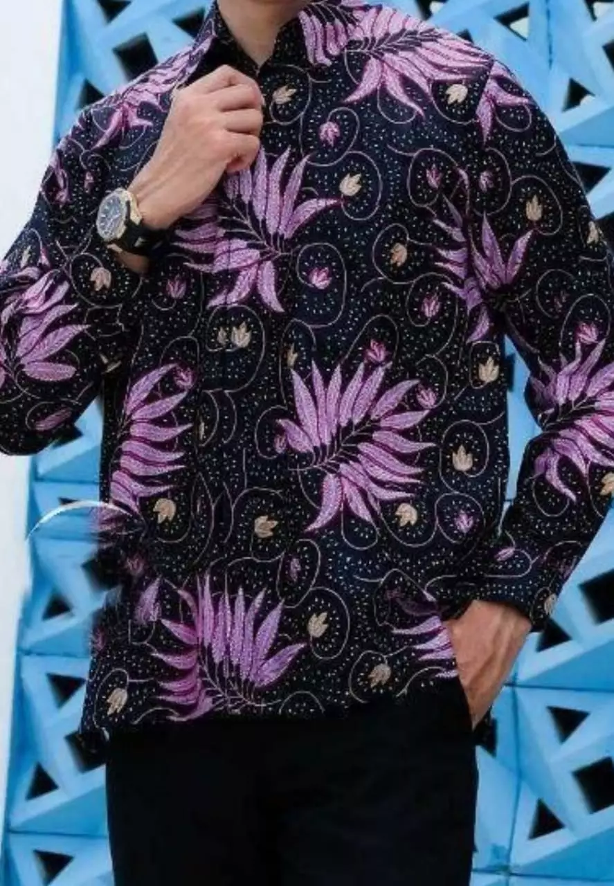 Moza Hitam Kemeja Batik Pria Premium Elegant Lengan Panjang JTR