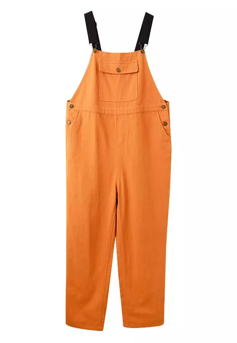 Loose-Fit Colorblock Adjustable Strap Utility Jumpsuit [BA7678]