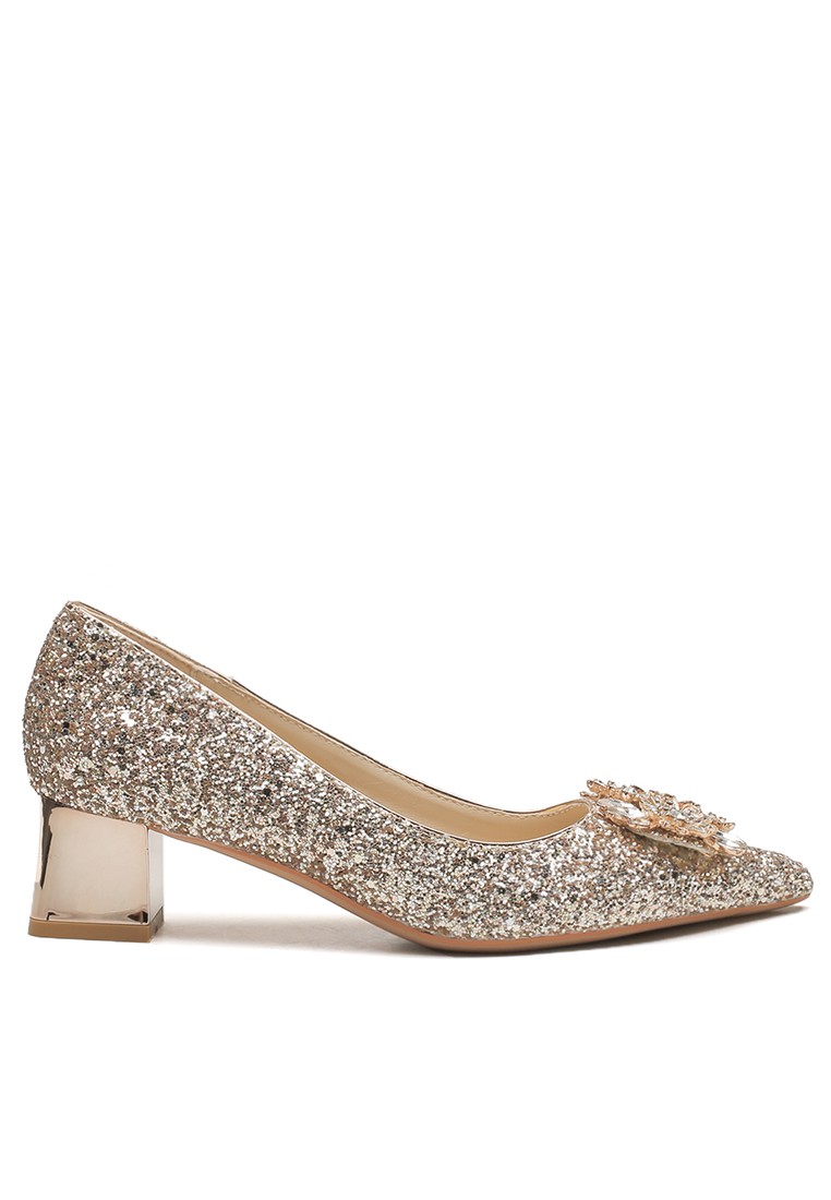 5CM Rhinestone Buckle Chunky Heel Shoes IF5306-3
