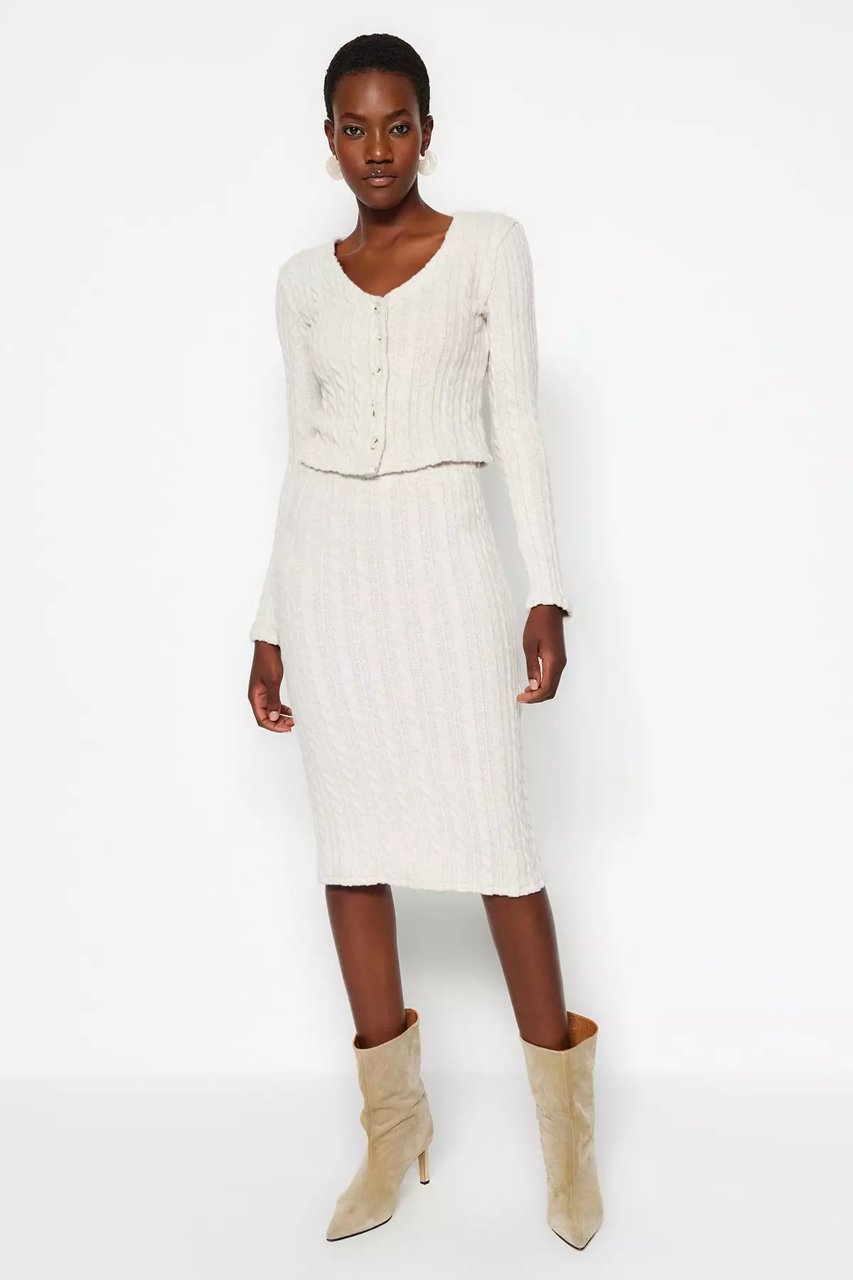 Buy Trendyol Stone Button Detail V Neck Crop and Midi 2 Pack