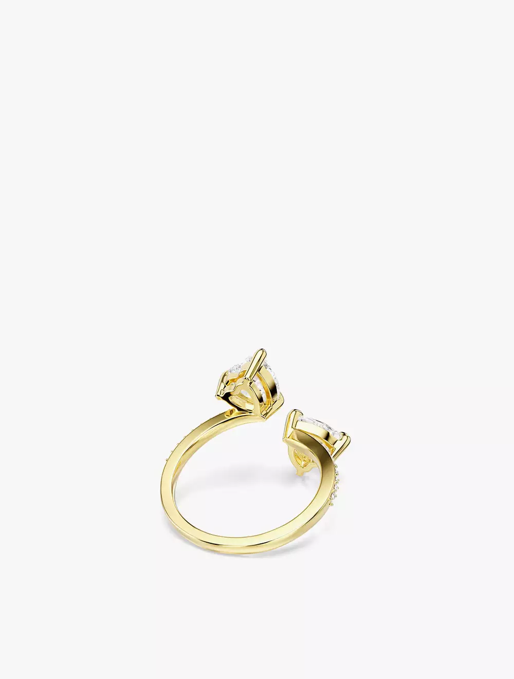 Mesmera Open Ring, Heart Cut, Pavé, White, Gold-Tone Plated