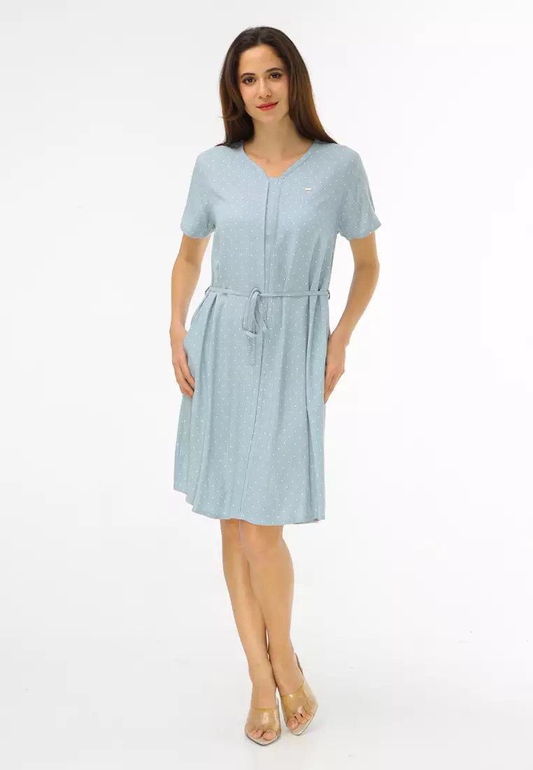 Woven Printed Soft Linen Short Sleeve Dress