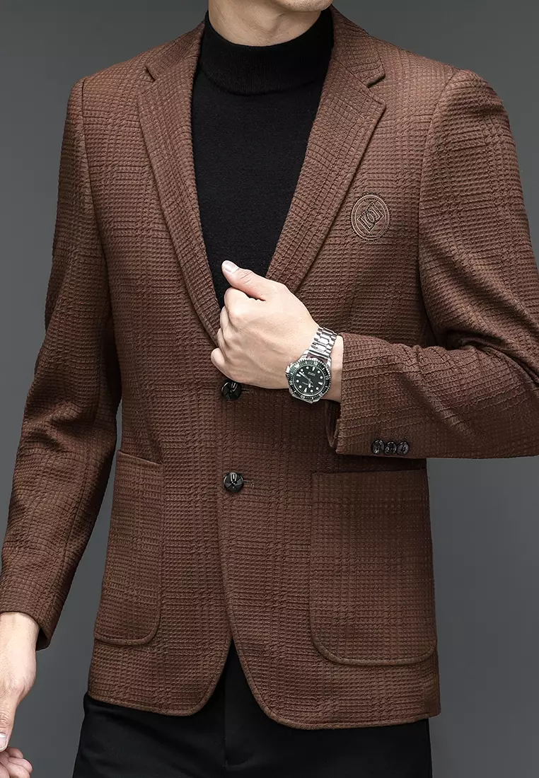 Embroidery Striped Wool Blazer 5836