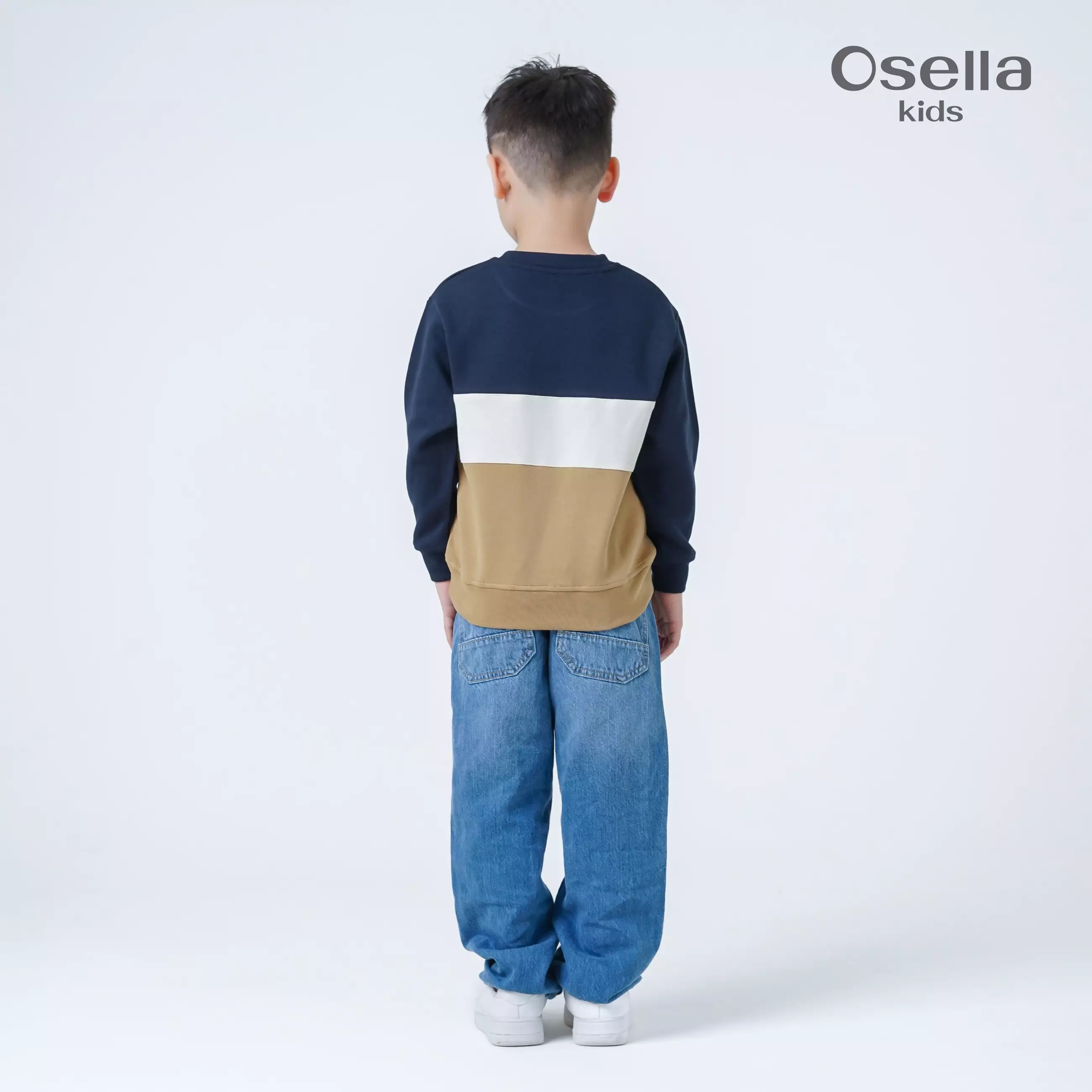 Osella Kids Tri-Color Danball Sweatshirt 2212660259 | Sweater Anak Laki Laki Lengan Panjang