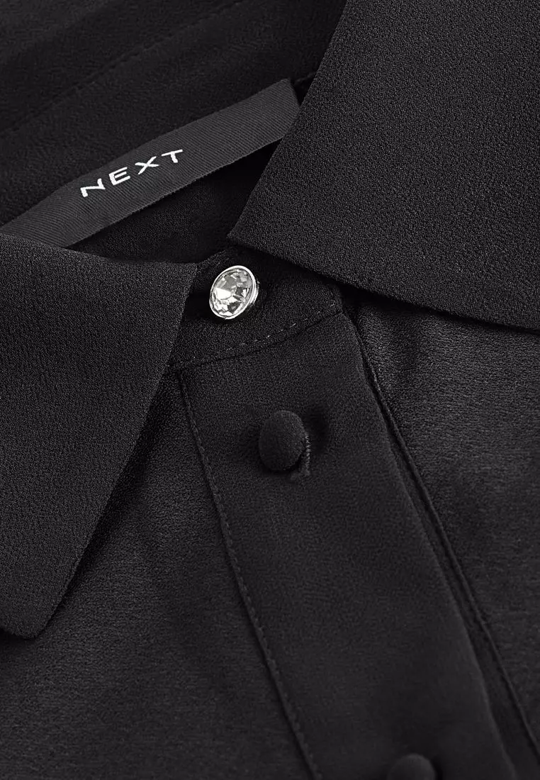 綴飾袖口裝飾鈕釦襯衫