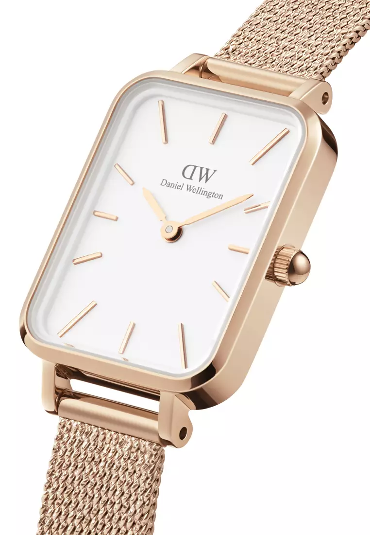 Quadro Melrose 20x27mm Rose Gold Watch White dial Mesh strap Rose Gold jam tangan perempuan jam tangan wanita Watch for women DW