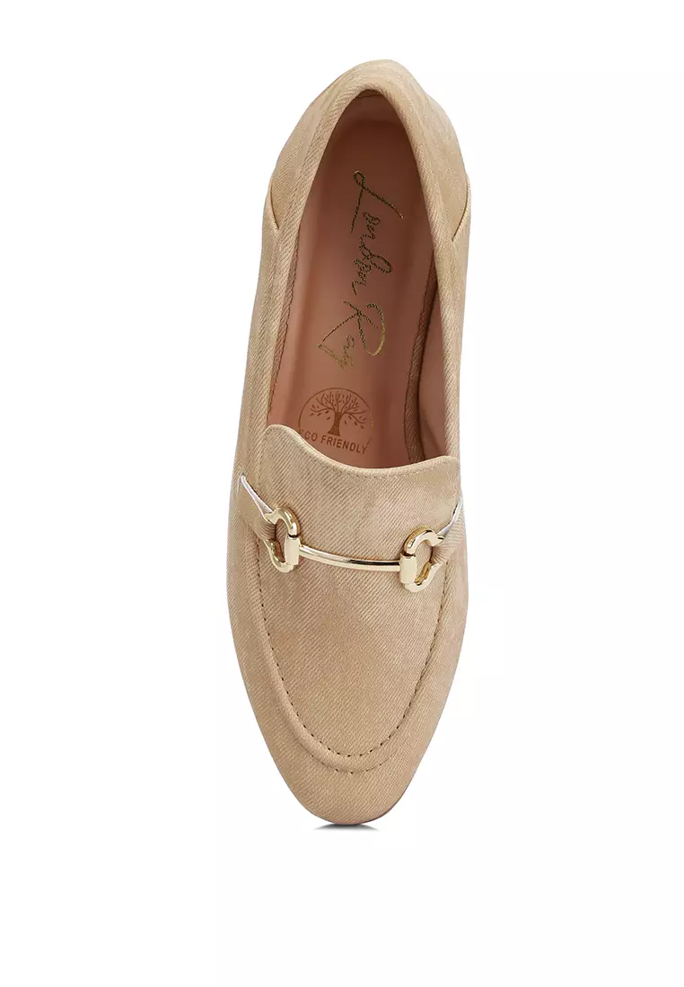 Horsebit Canvas Loafers in Beige