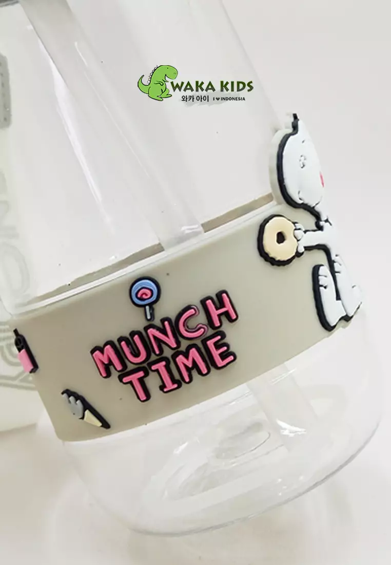 Wakakids Botol Minum Plastik Anak Transparan dengan Sedotan Tumbler Cup Karakter Snoopy 500ml K1046 Venrc