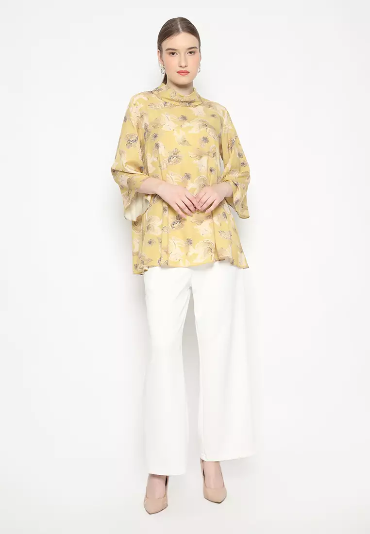 Blouse Draffery Paisley Motif Soft Yellow By Brilliant Girl Warna KUNING
