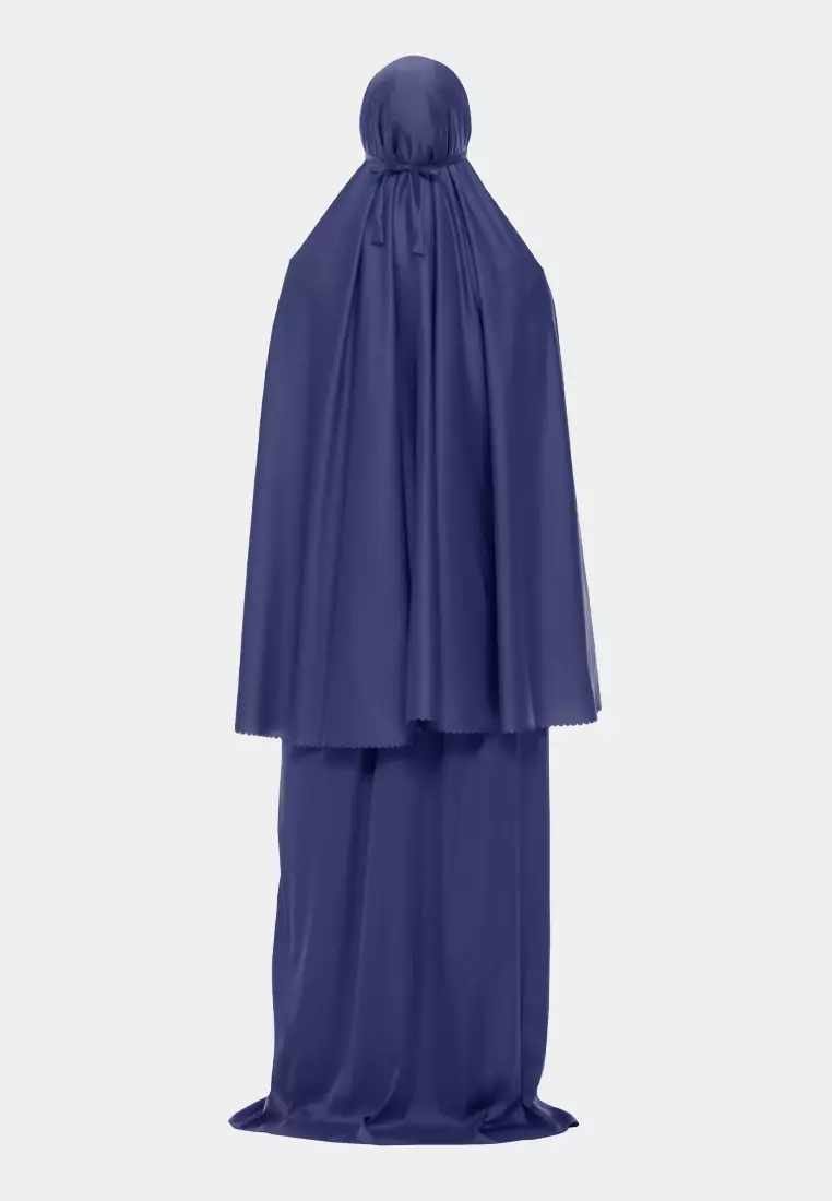 Ayesha Mukena 2in1 Prayer Set Polos Lasercuting Armani Silk Premium By Cotton Bee - Blueberry Jam