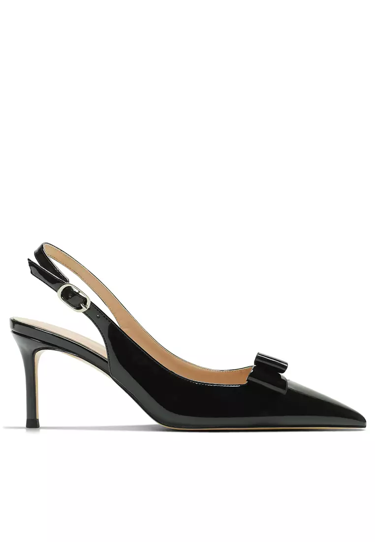 6CM Bow Knot Pointed Slingback Mid Heels HZL287
